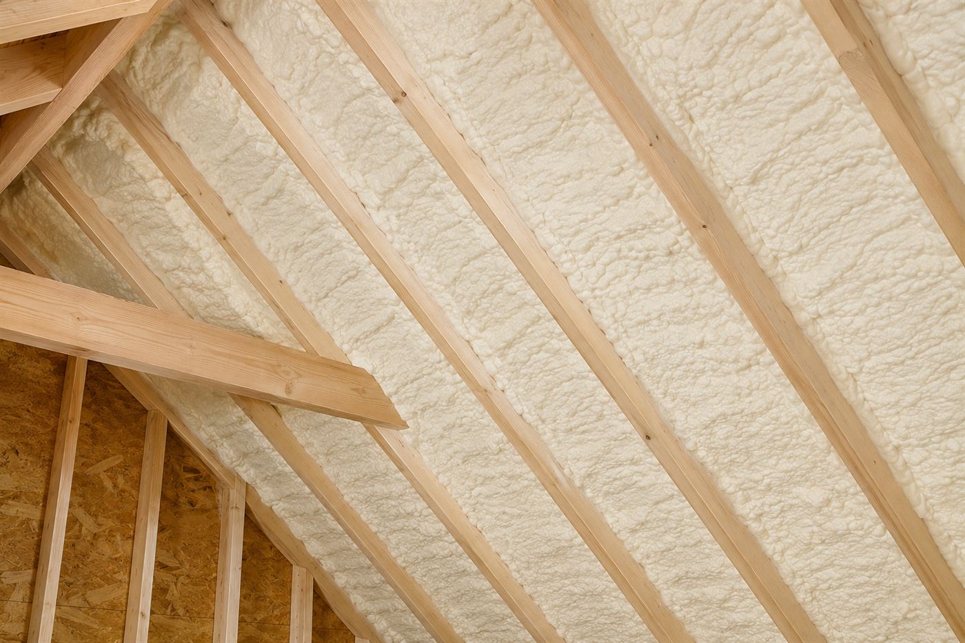Spray foam insulation in a roof loft space